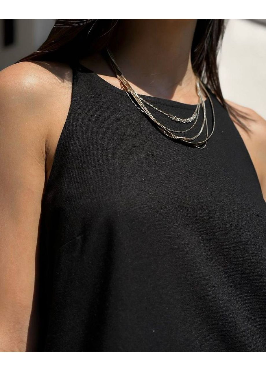 Чорна повсякденний жіноча сукня з льону Україна однотонна