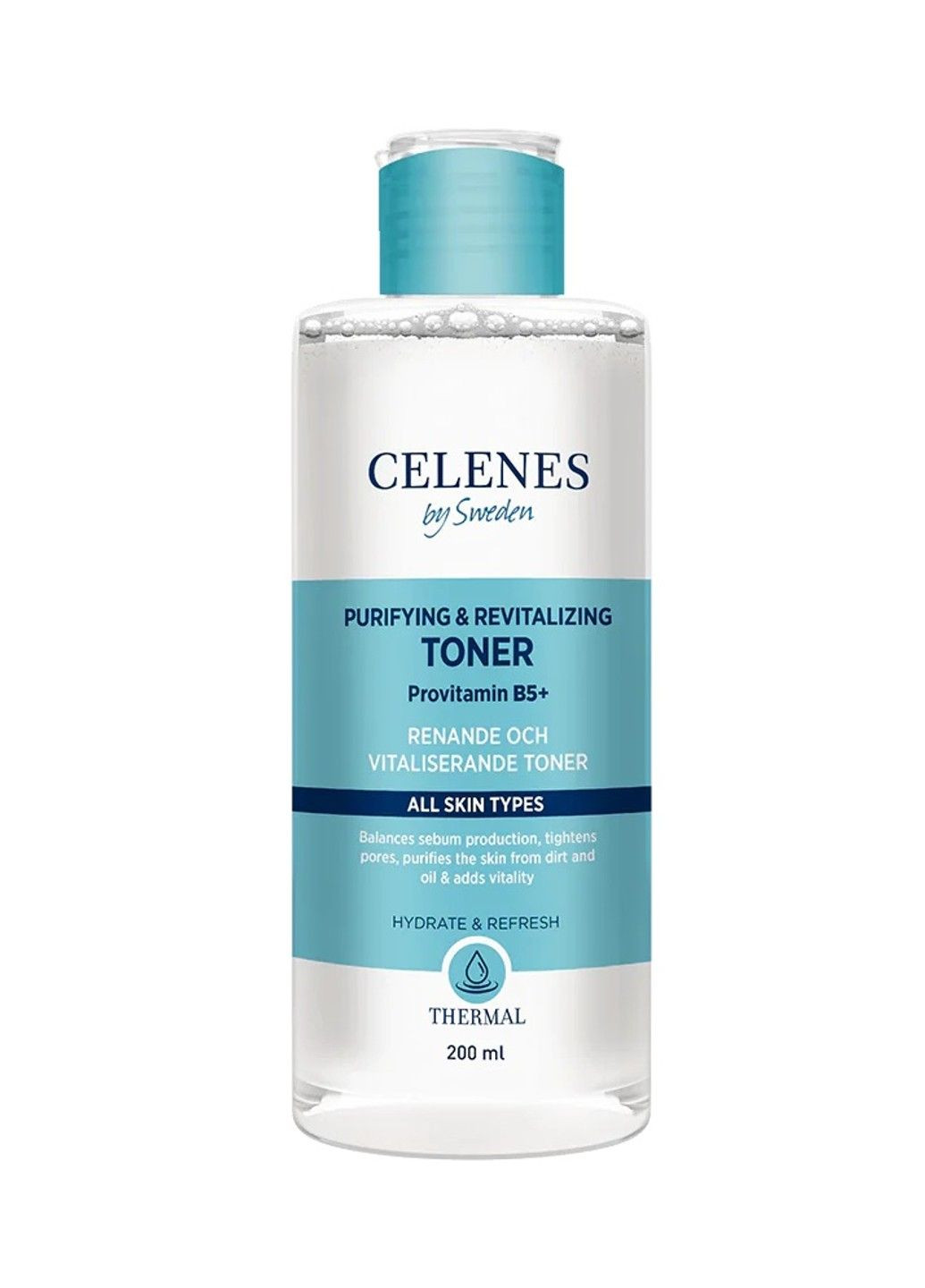 Термальний очищуючий ревіталізуючий тонік Celenes Thermal Toner 200 мл Celenes by Sweden (307839392)