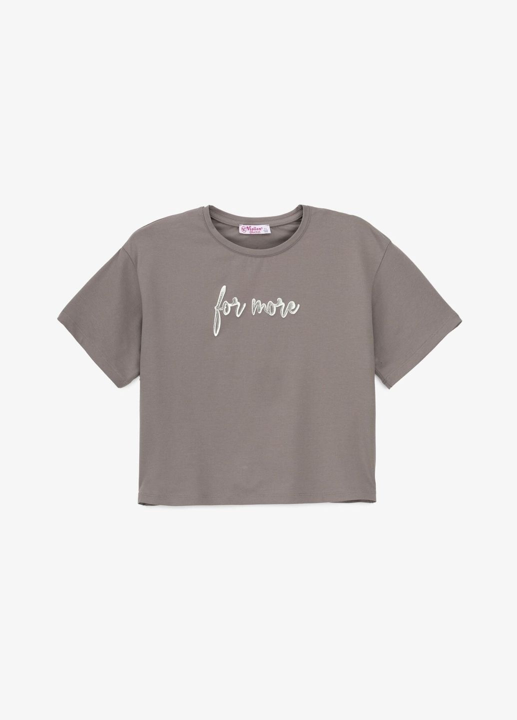 Темно-серая летняя футболка с принтом для девочки 5251 152 см темно-серый shop (2000990939456) Viollen