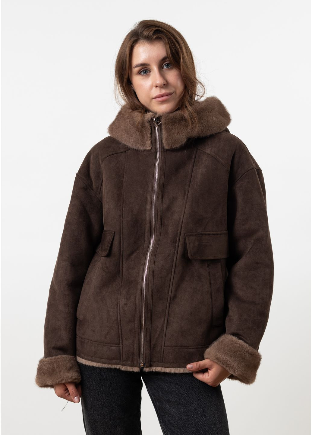 Темно-коричневый зимний Пуховик MissLynx