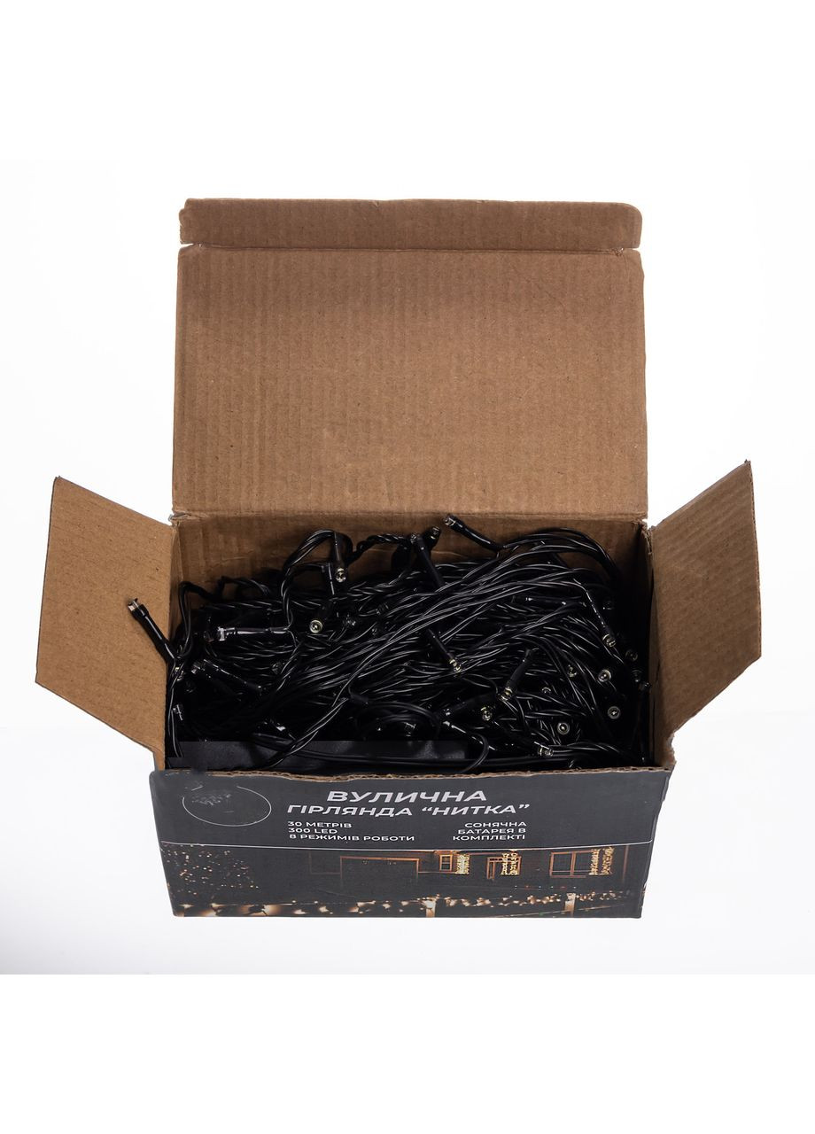 Новорічна гірлянда вулична 30 м 300 LED із сонячною батареєю чорний провід для декору освітлення світлодіодна гірлянда Garlando (370432174)