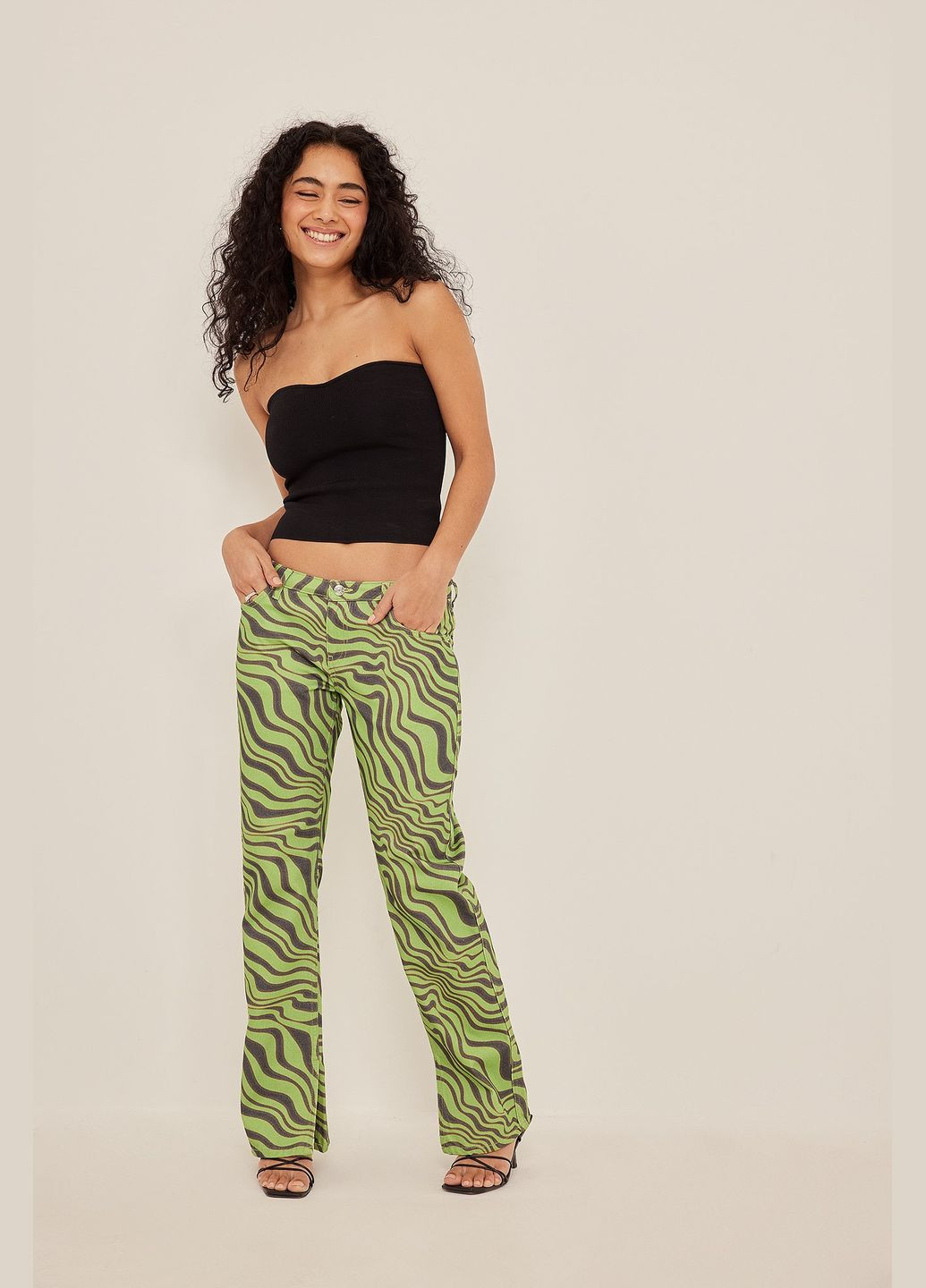 Штаны демисезон,зеленый в узоры, NA-KD (346473216)