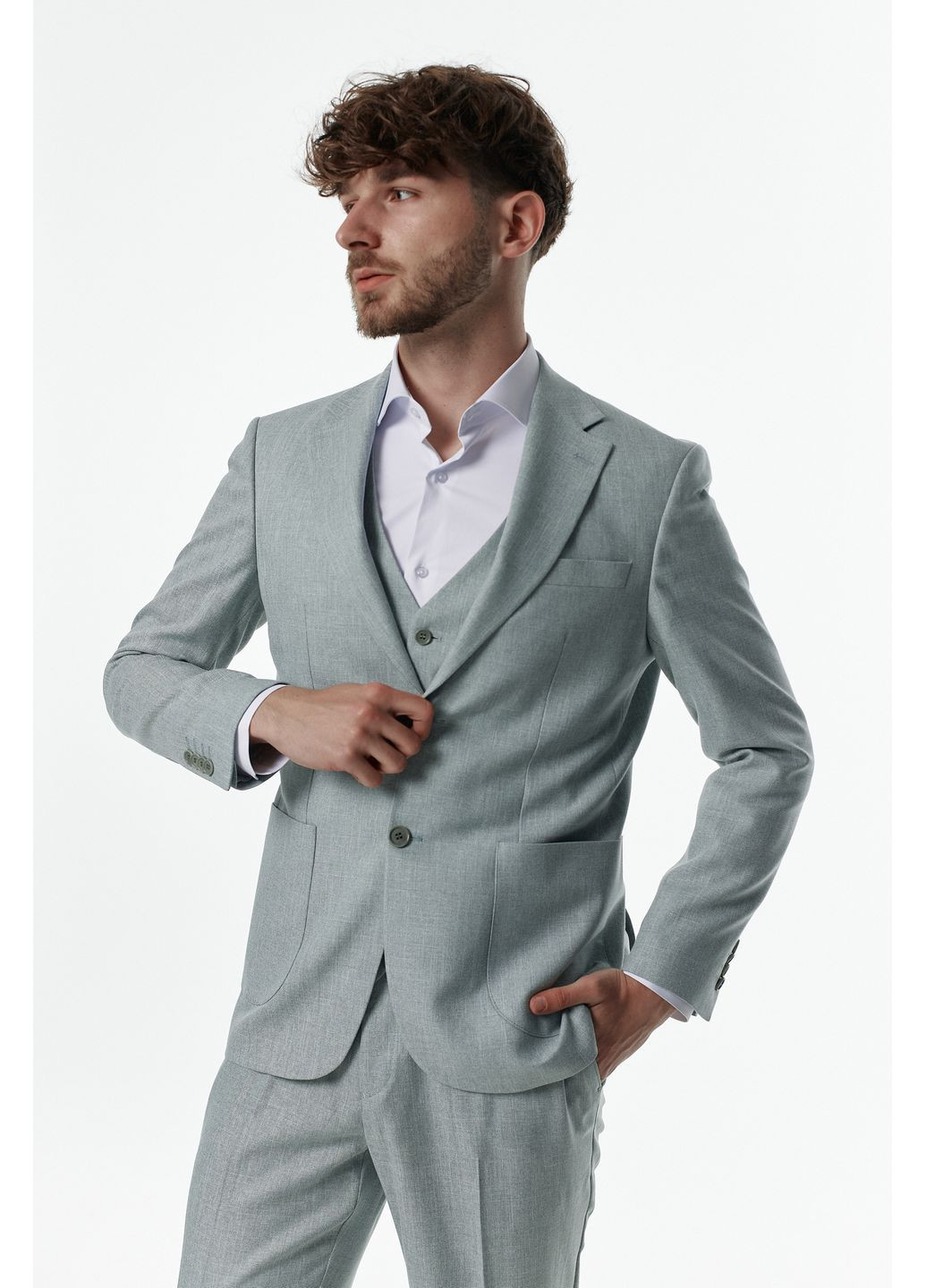 Сірий демісезонний костюм трійка NAVI