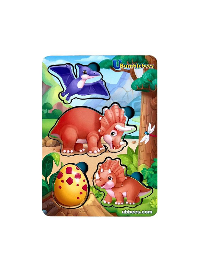 Дерев'яний пазл вкладиш "Динозаври" (ПСФ124) PSF124 фон із підказкою Ubumblebees (364128058)