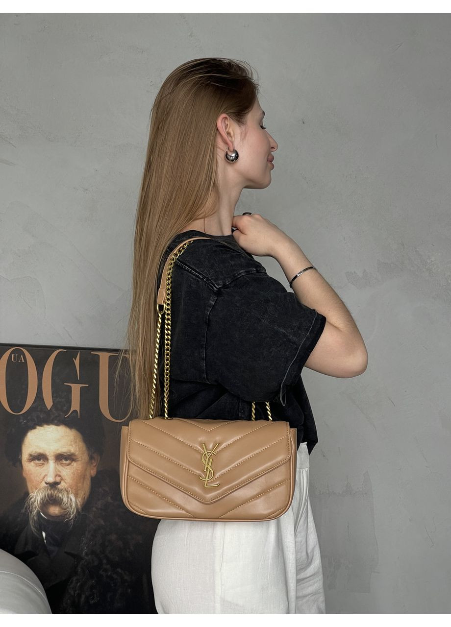 Жіноча сумка Loulou leather bag через плече бежевий Лоран Medium size No Brand (369934936)