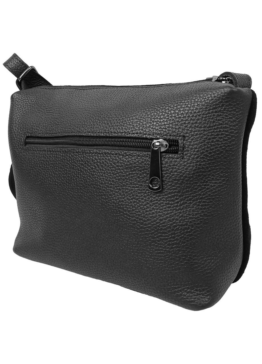 Сумка жіноча чорна, з натуральної шкіри та замші, наплічна Borsacomoda (372577266)