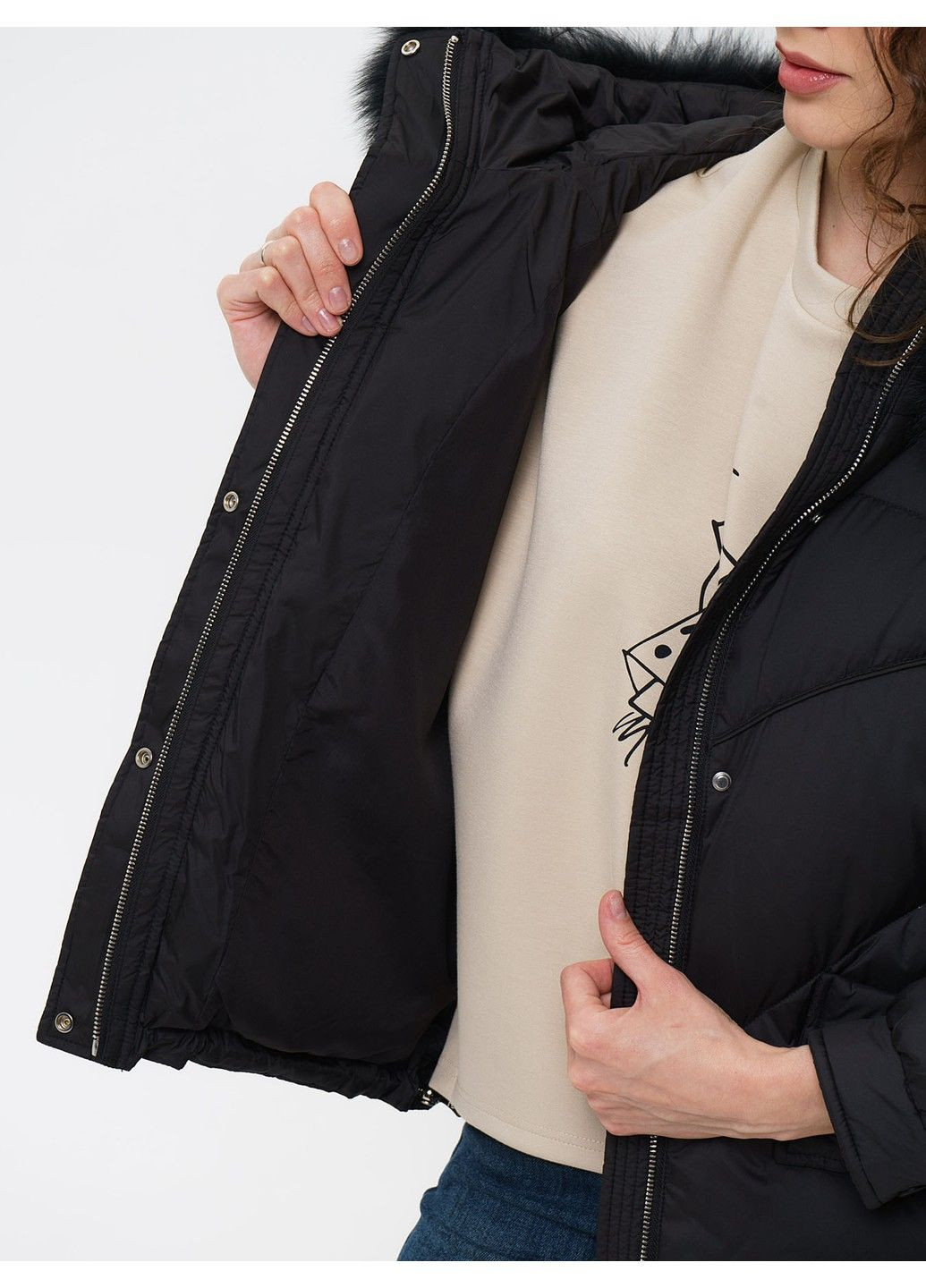 Черная зимняя куртка 21 - 04278 Vivilona