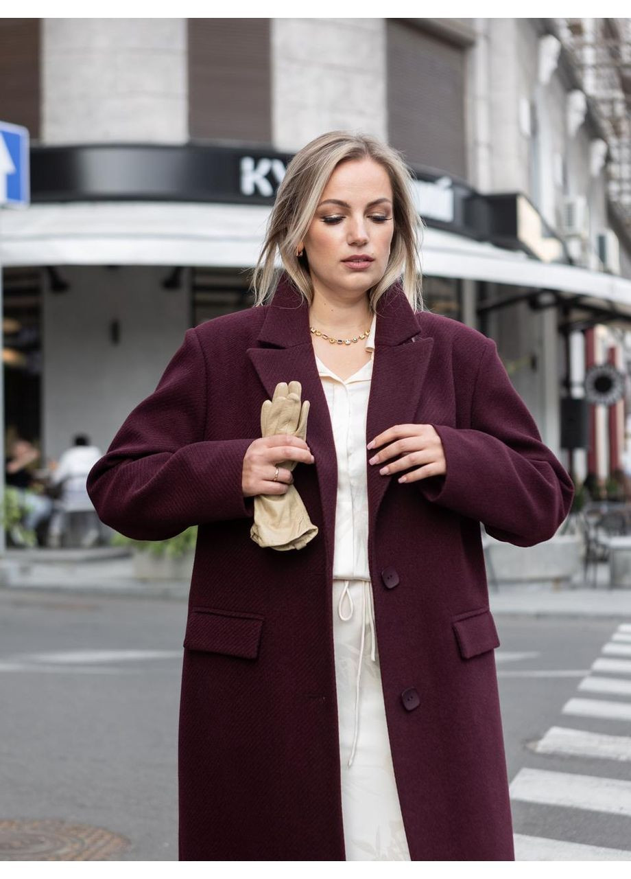 Темно-бордове демісезонне Пальто демісезонне Даяна марсала 0480 Vlavi