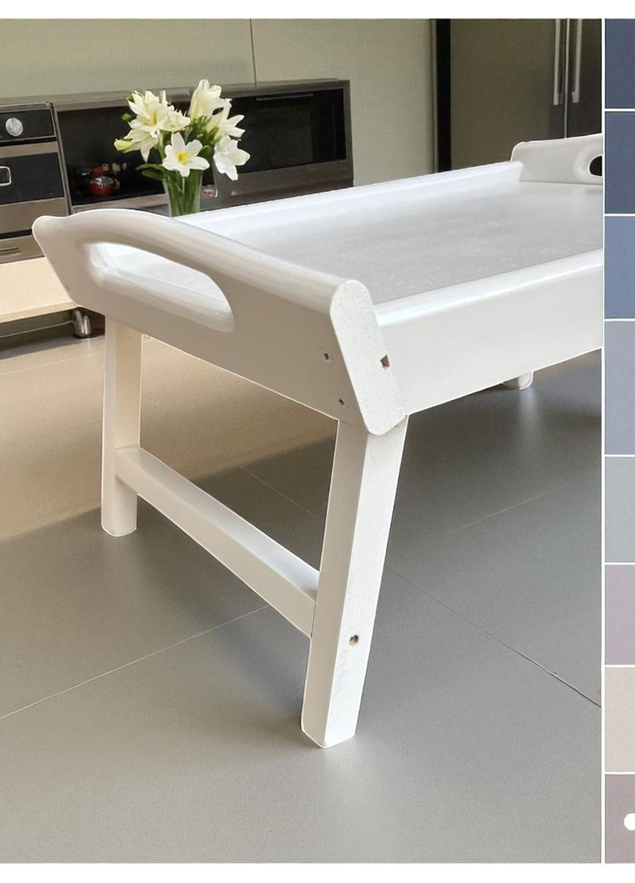 Складаний кавовий столик для сніданку в ліжко білий 42×28×17 см №5 No Brand (362193173)