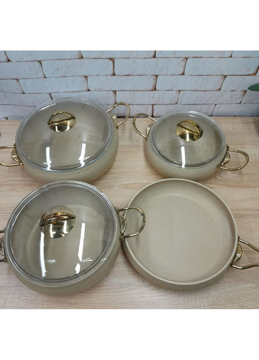 Набор посуды 3023-IND-Сrem 7 предметов кремовый OMS (349222608)