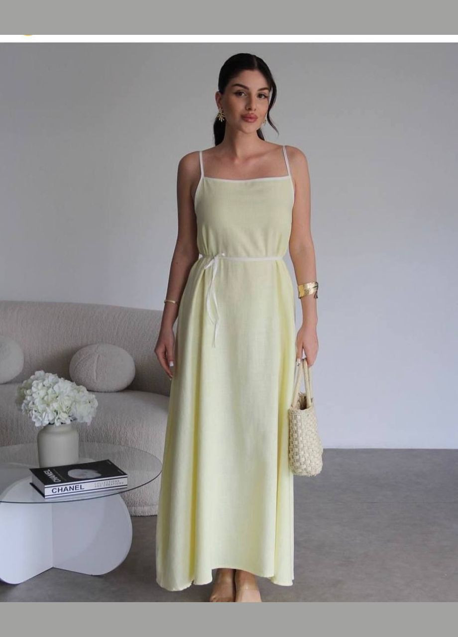 Світло-жовтий кежуал максі сукня прямого вільного крою а-силует Adelante однотонна