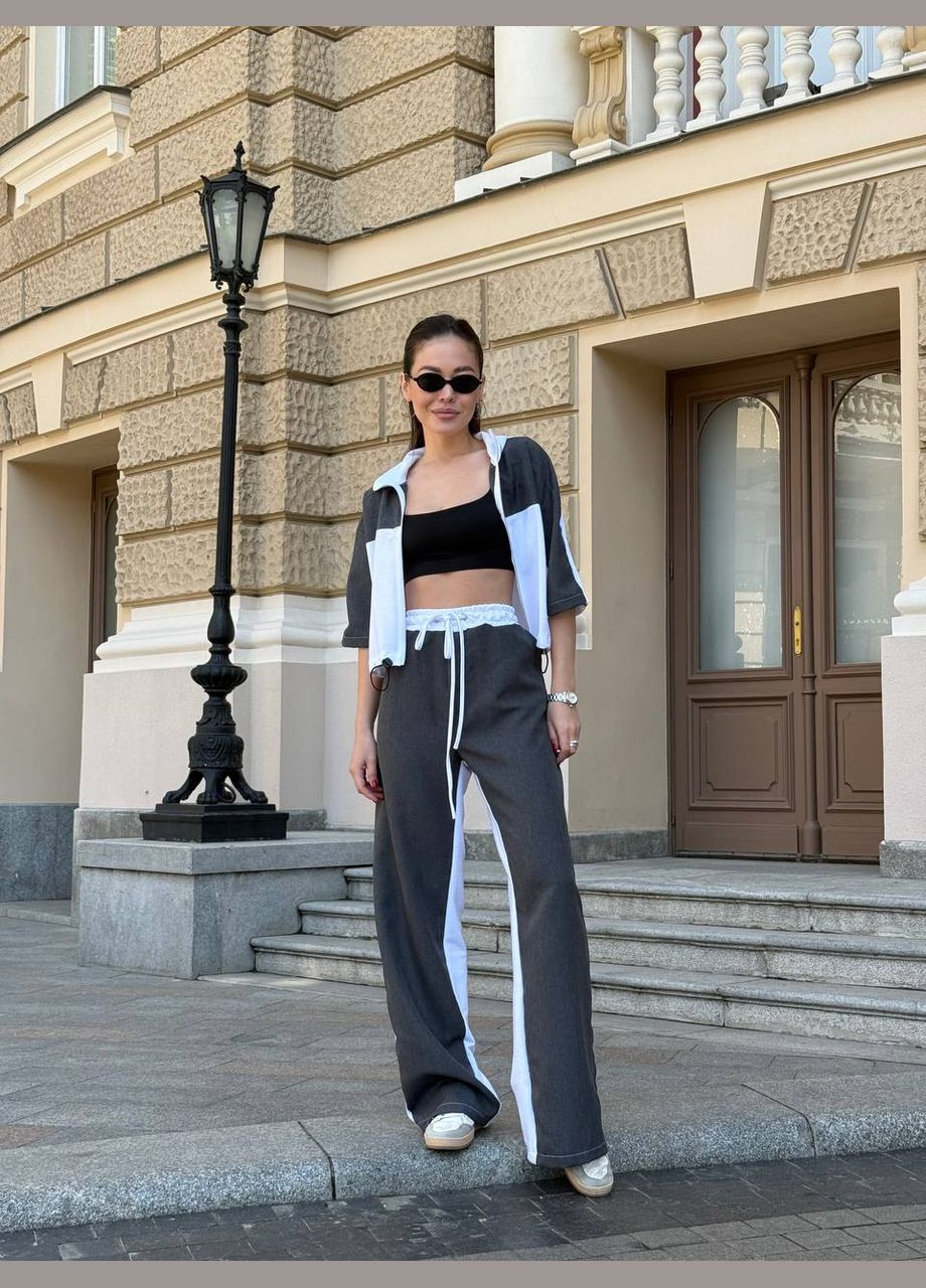 Женский графитово-белый костюм. No Brand (341525258)