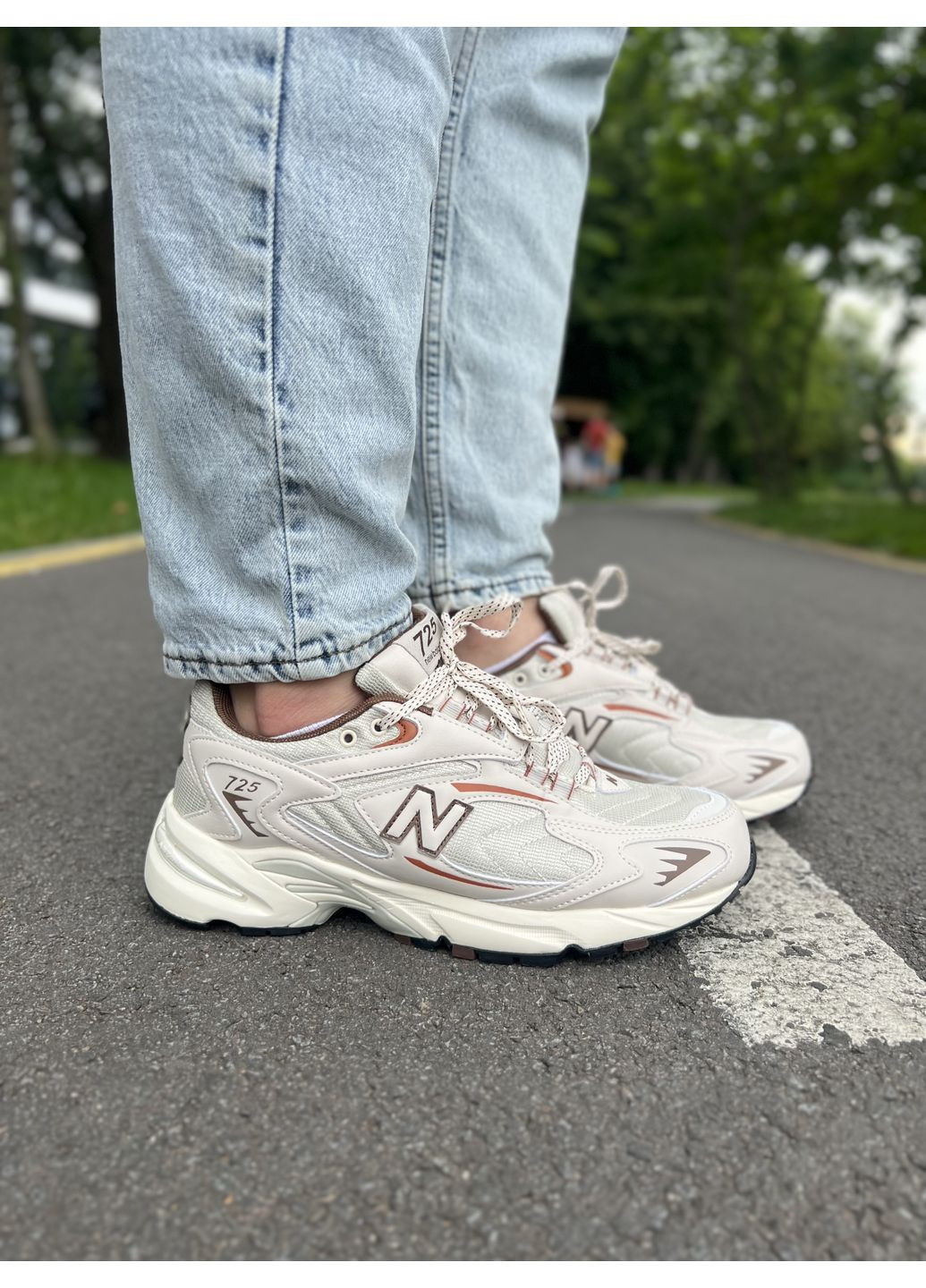 КРОССОВКИ ЖЕНСКИЕ NEW BALANCE 725 SERIES LOW TOPS RETRO UNISEX BEIGE НЬЮ БЕЛАНС 725 No Brand бежевые демисезоны (369393392)