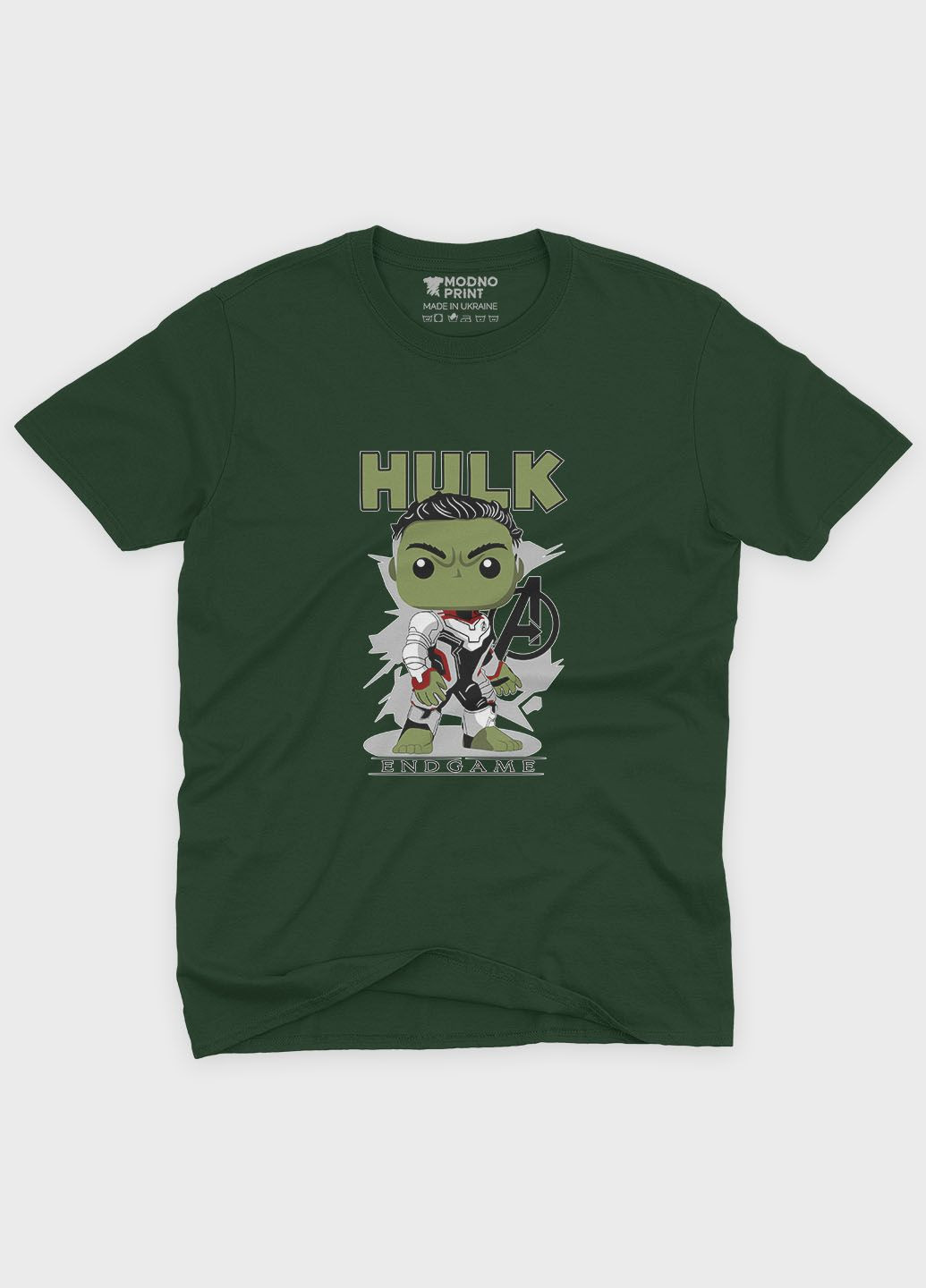 Темно-зеленая мужская футболка с принтом супергероя - халк (ts001-1-bog-006-018-005) Modno