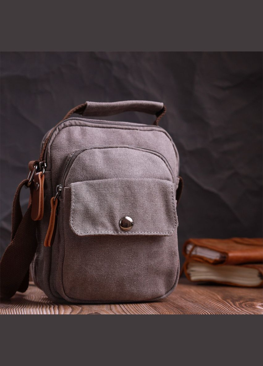 Чоловіча текстильна сумка через плече сіра кросбоді 22217 Vintage (329197754)