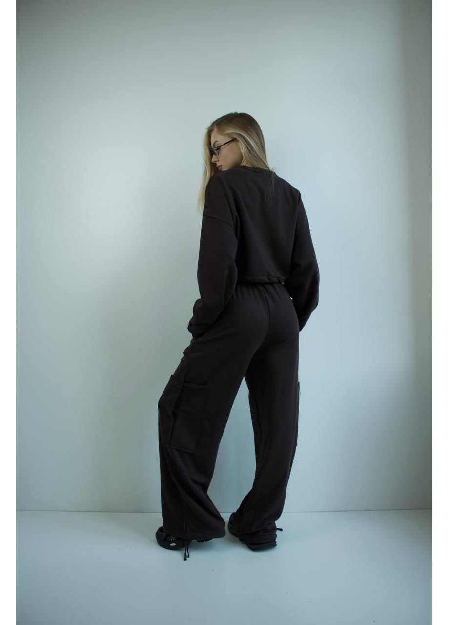 Женский костюм джоггеры+худи черного цвета 35172 No Brand (363132917)