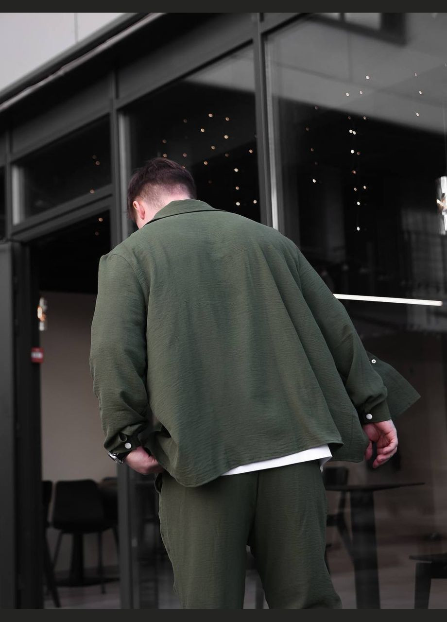 Оливковый (хаки) летний костюм: брюки и рубашка из легкого дышащего материала с рубашкой, брючный Україна