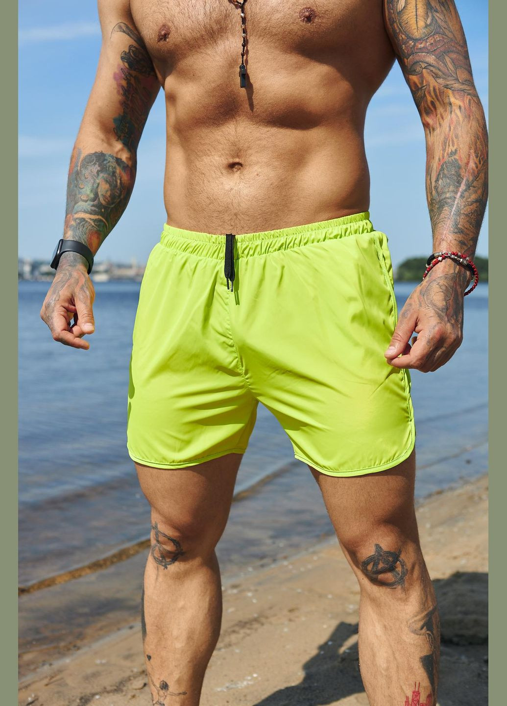 Шорти пляжні чоловічі спортивні, швидковисихаючі літні легкі для купання салатові Intruder (338476536)