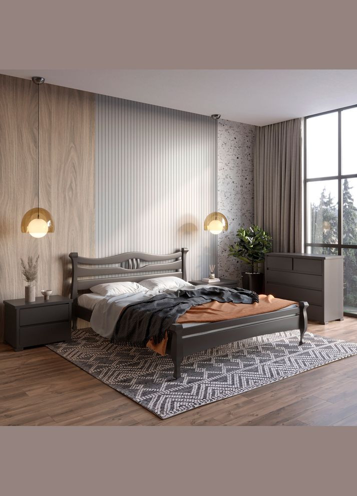 Односпальне дерев'яне ліжко Даллас (RAL9011) 80х200 см (MBG-5992) Mebigrand (366084882)