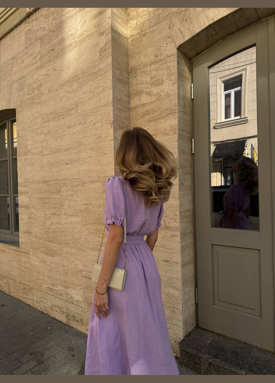 Лавандовое повседневный женское платье меди из муслина Avanti однотонное