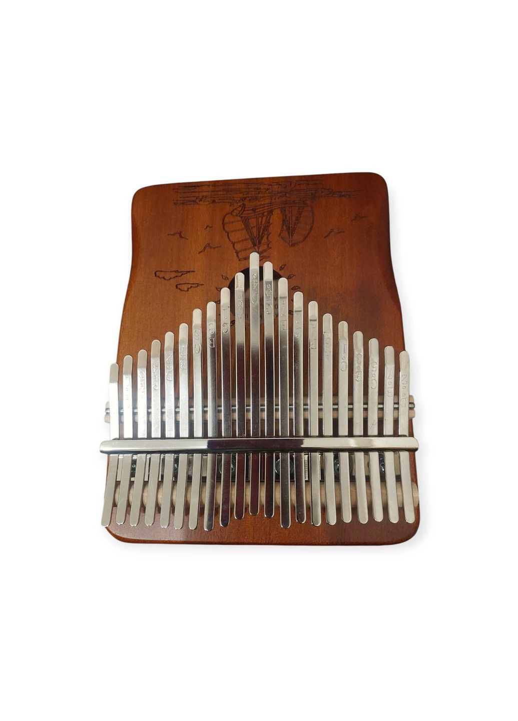 Калимба с резонатором Перкуссия Пальчиковое пианино 21 клавиш Коричневый с Узором Корабль K-21-27K No Brand (371993907)