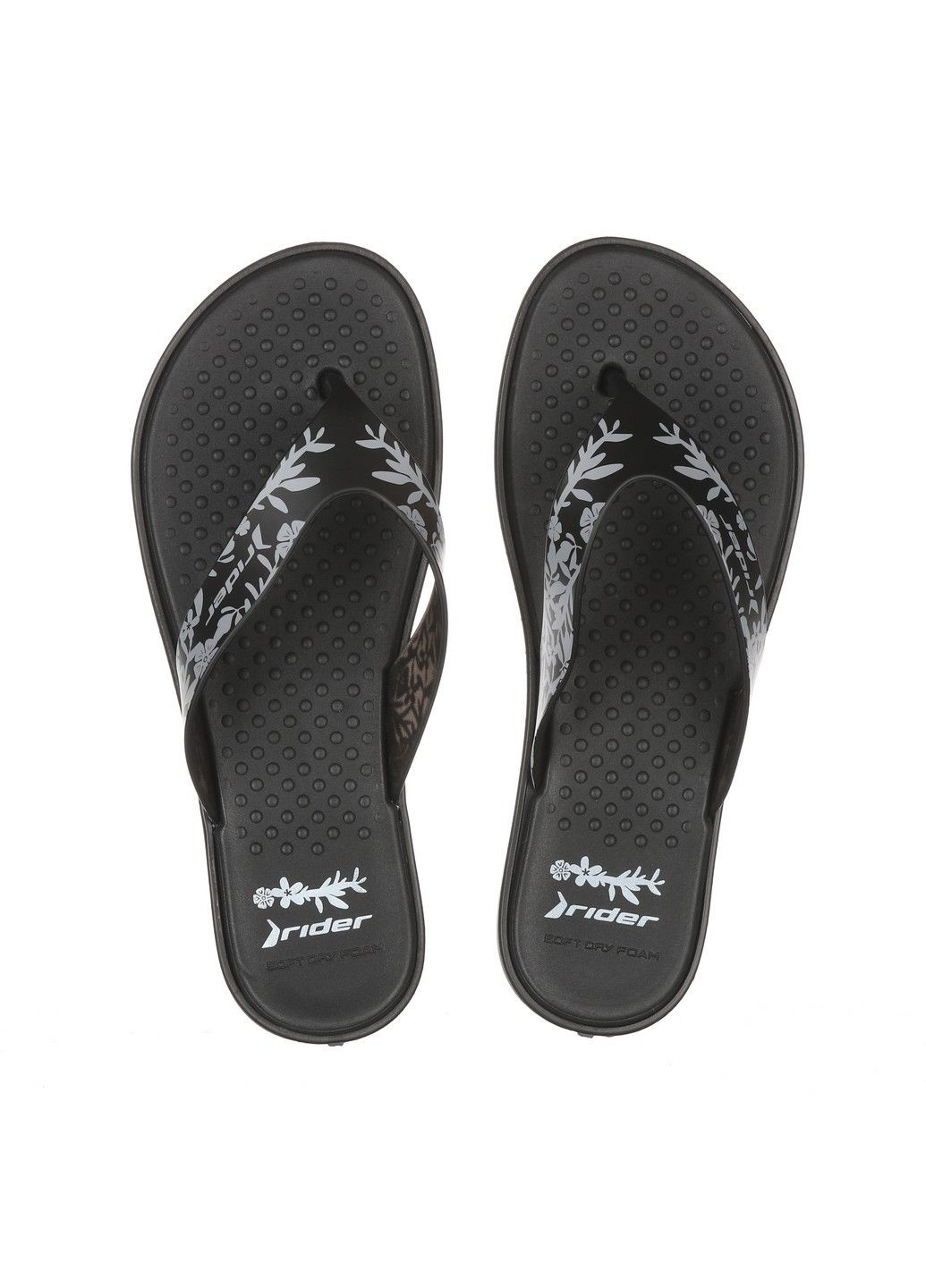 Черные повседневные вьетнамки из резины для женщин Rider