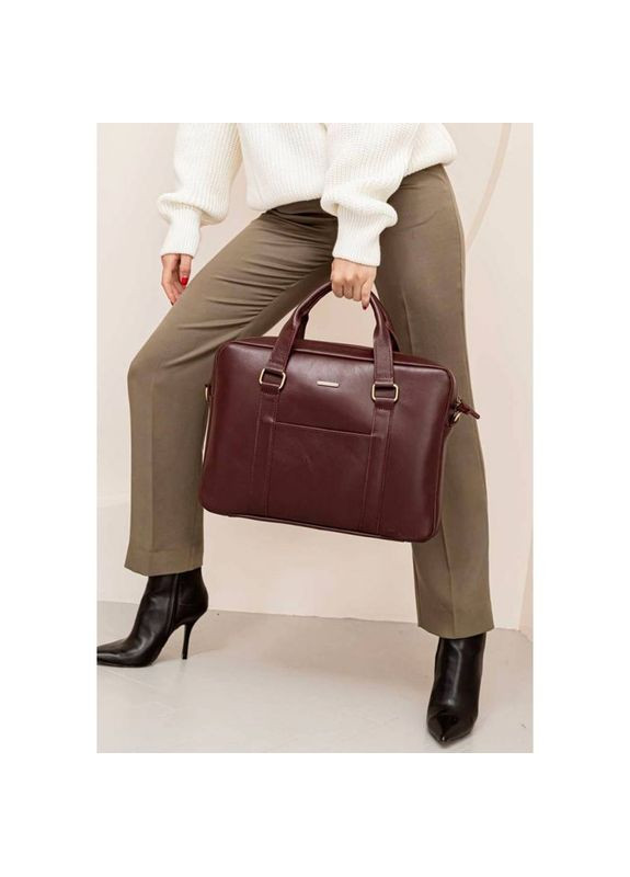 Сумка через плече жіноча для ноутбука та документів шкіряна Бордовий BlankNote (302007679)
