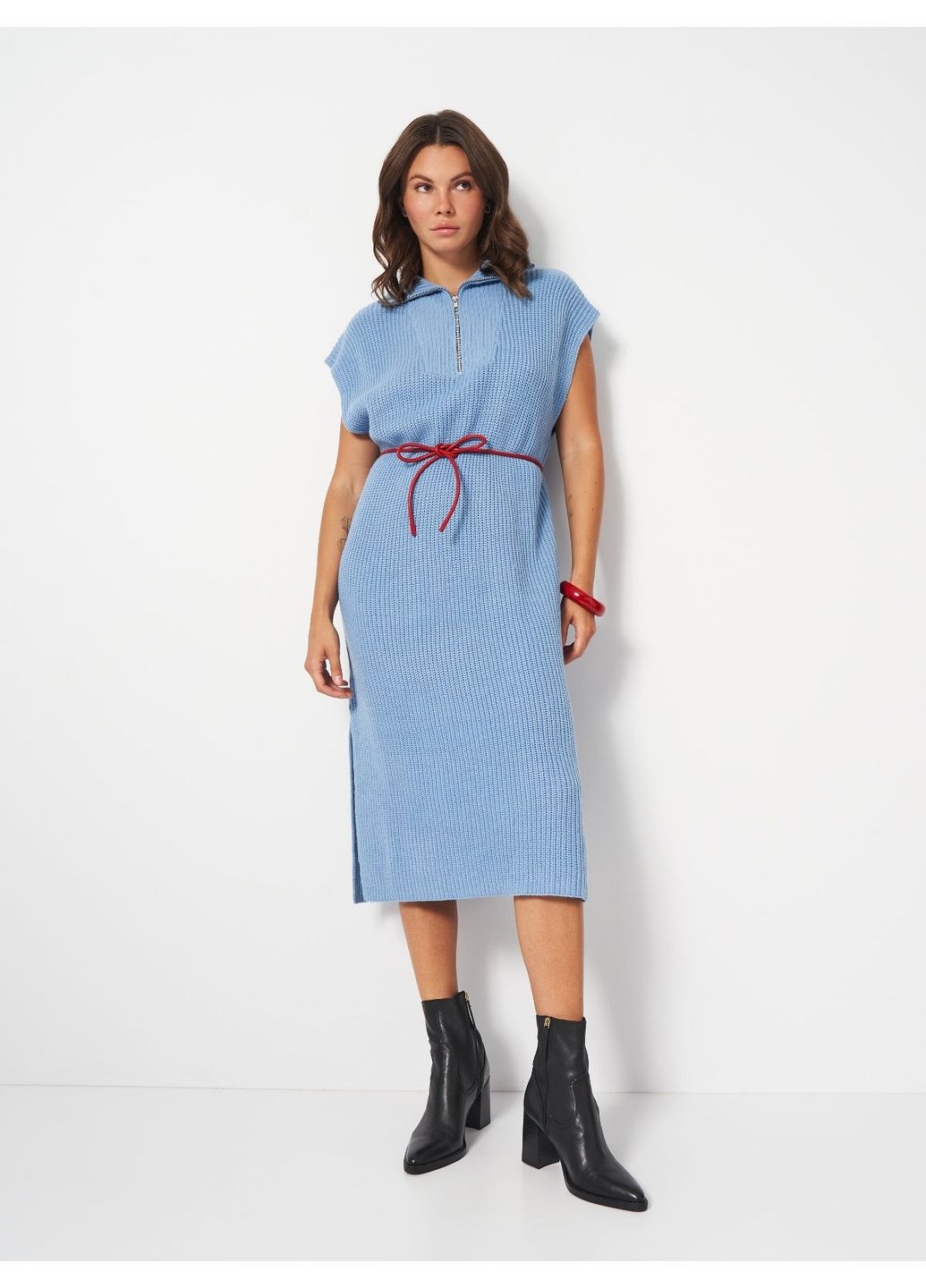 Голубое платье вязаное Monki однотонное