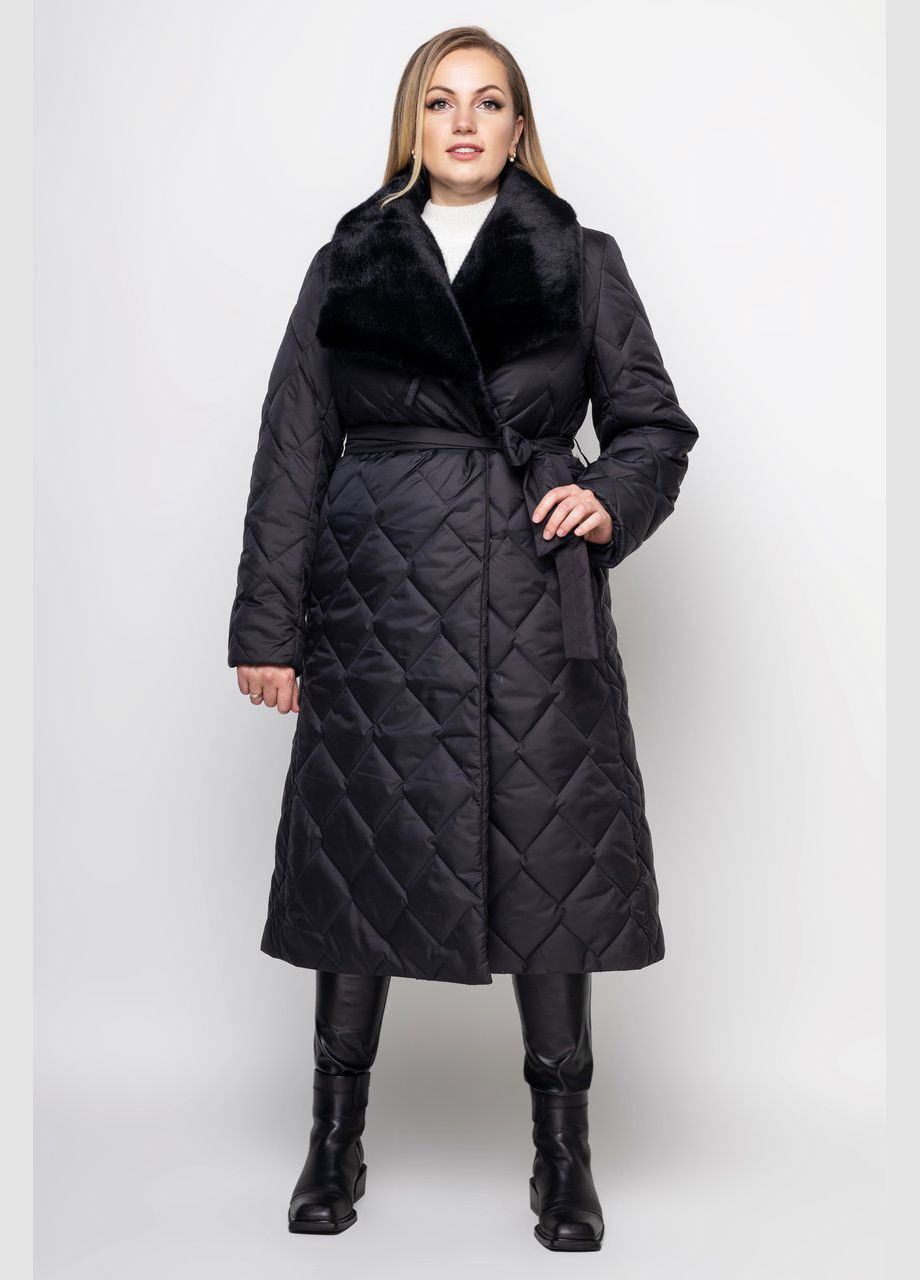 Плащ стьобаний Холлі чорний 0395 Vlavi зима (347146397)