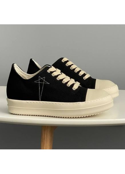 Кроссовки женские Rick Owens DRKSHDW Ramones Low Black Milk PREMIUM | Рик Оуэнс Рамоунс Премиум черно-белые No Brand чёрно-белые демисезоны (355888598)