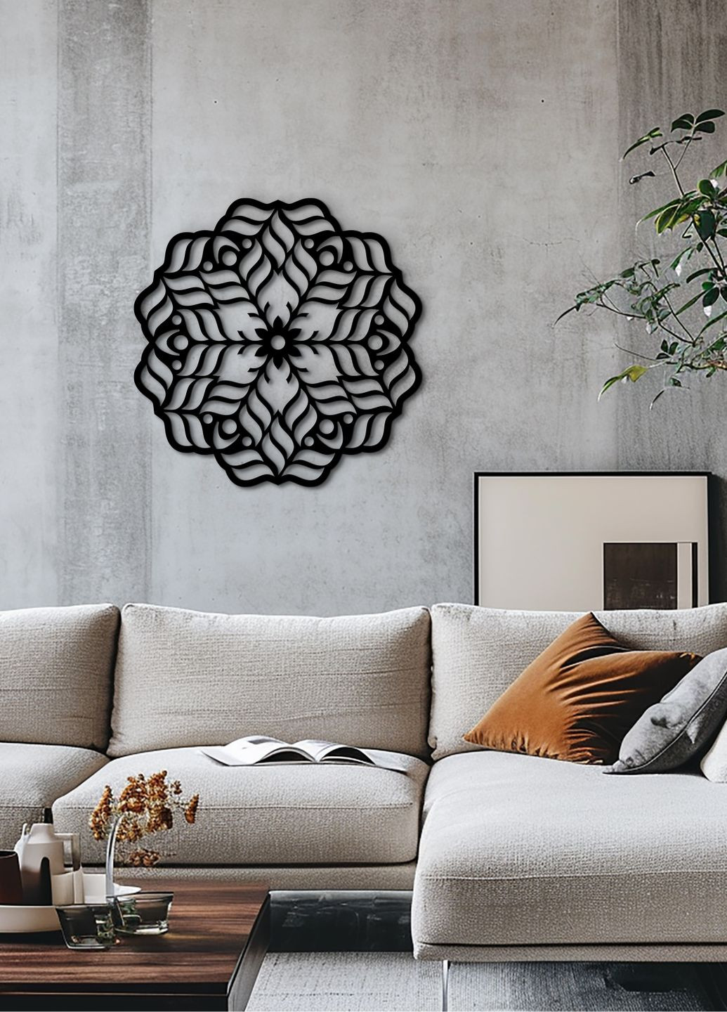 Сучасна картина на стіну, декор в кімнату "Красива мандала", стиль лофт 60х60 см Woodyard (291842822)