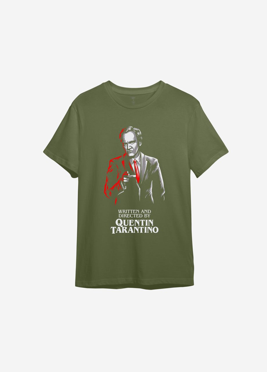Оливковая футболка с принтом "quentin tarantino" ТiШОТКА