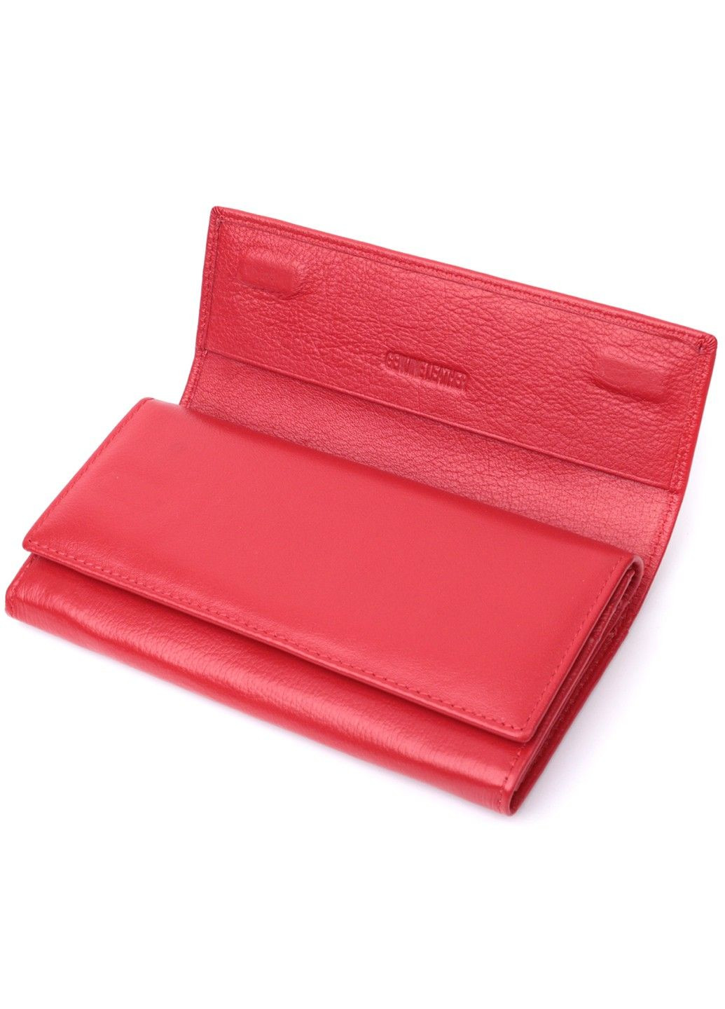 Вместительный женский кошелек с двумя клапанами из натуральной кожи 22695 Красный st leather (298111832)