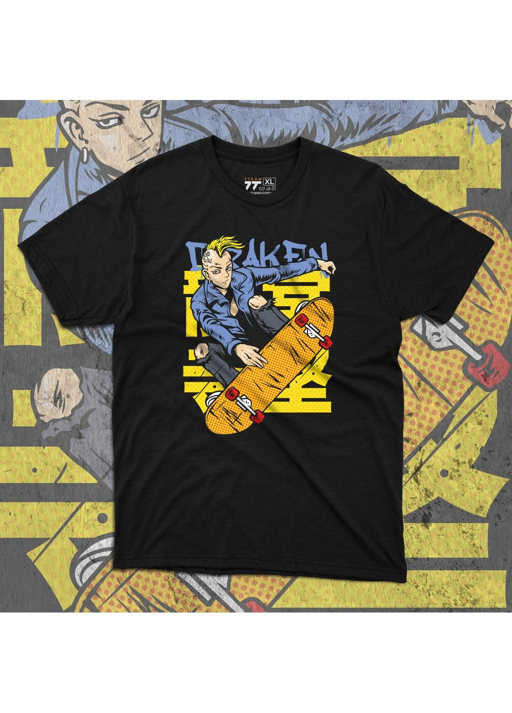 Черная футболка c принтом токийские мстители - рюгуджи кен (дракен) No Brand