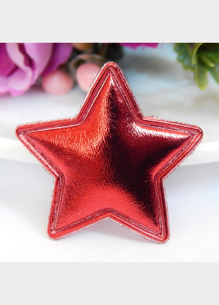 М'який патч "Зірка", 3,5 см, екокожа глянець, червоний No Brand (341731523)