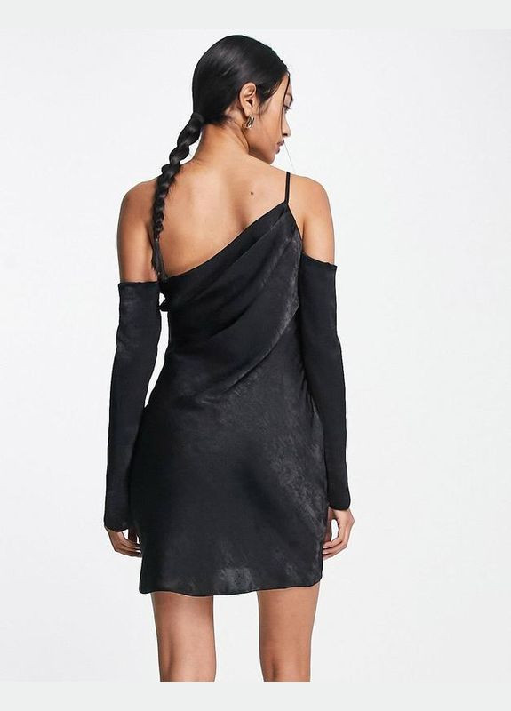 Чорна сукня міні атласна комбінація Asos