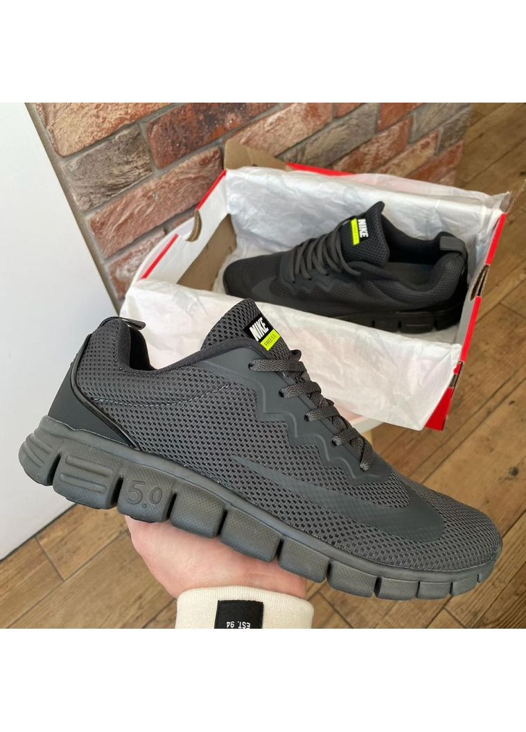 Черные демисезонные кроссовки мужские nike free run 5.0 black найк No Brand