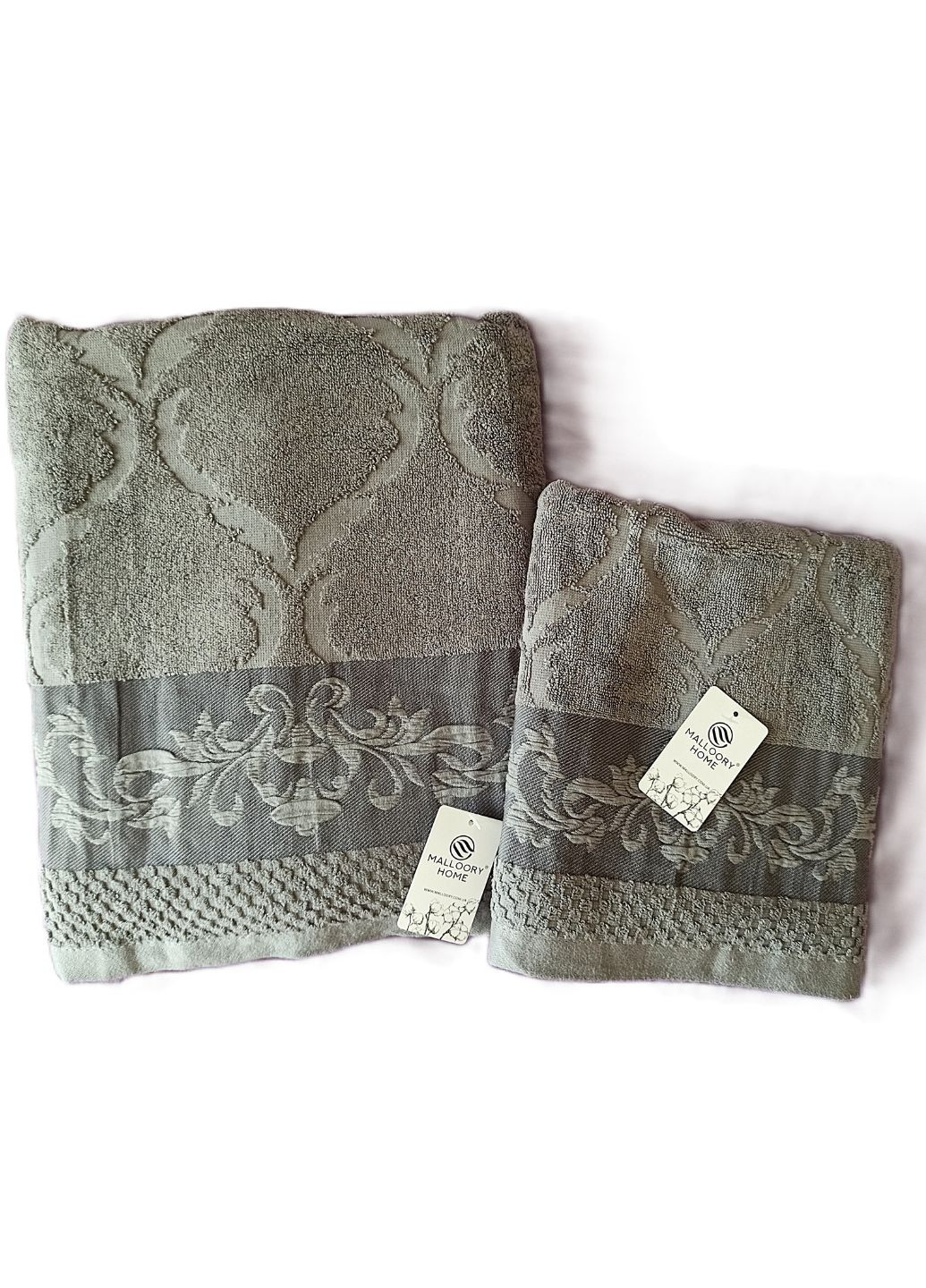 Набор полотенец: банное полотенце 140×70 см + лицевое полотенце 100 x 50 см, хлопок Malloory Home абстрактный светло-серый