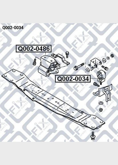 Опора, подушка двигуна, роздатки задня Q002-0034 Паджеро Спорт 1990-2009 MR267864 Q-FIX Pajero Sport (345735939)