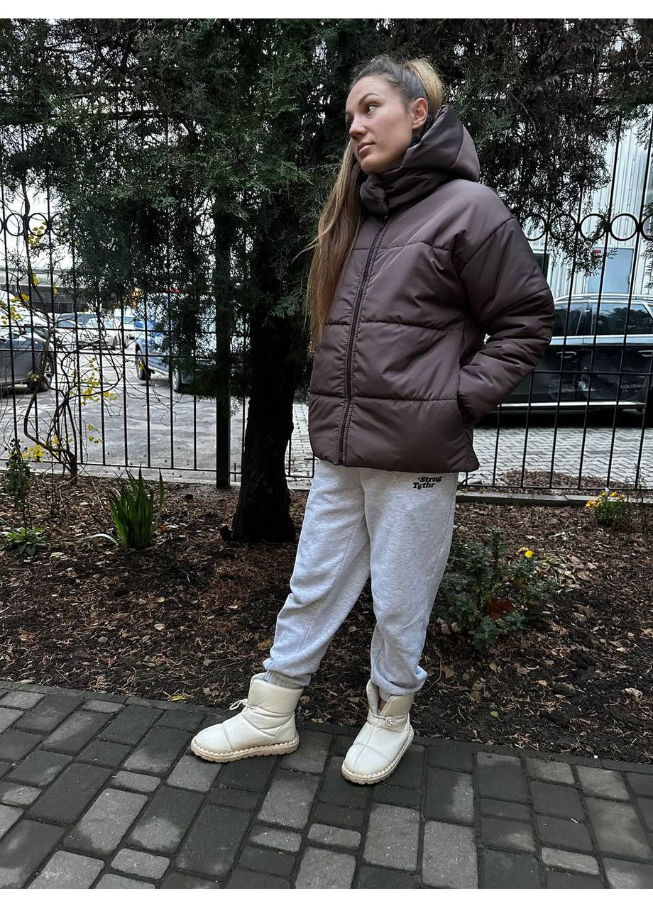 Коричневая зимняя ✨женский теплый пуховик с капюшоном и боковыми фиксаторами замеры в описании✨ куртка-пальто DK/DL Мода без кордонів