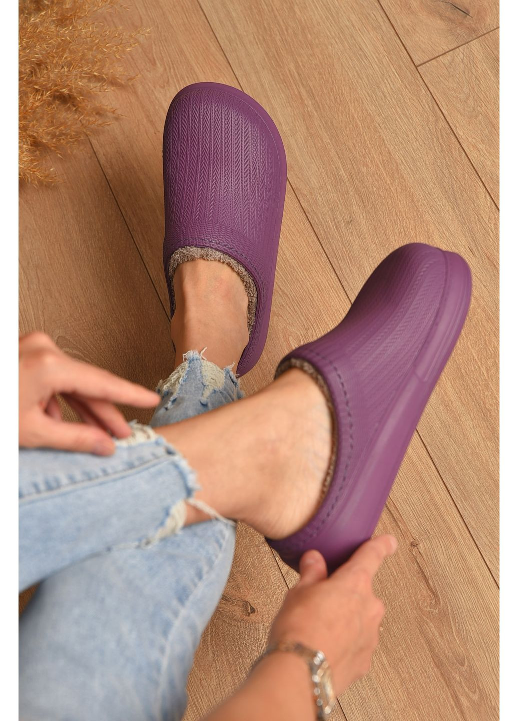 Галоши женские без задника утепленные бордового цвета Let's Shop (352476742)