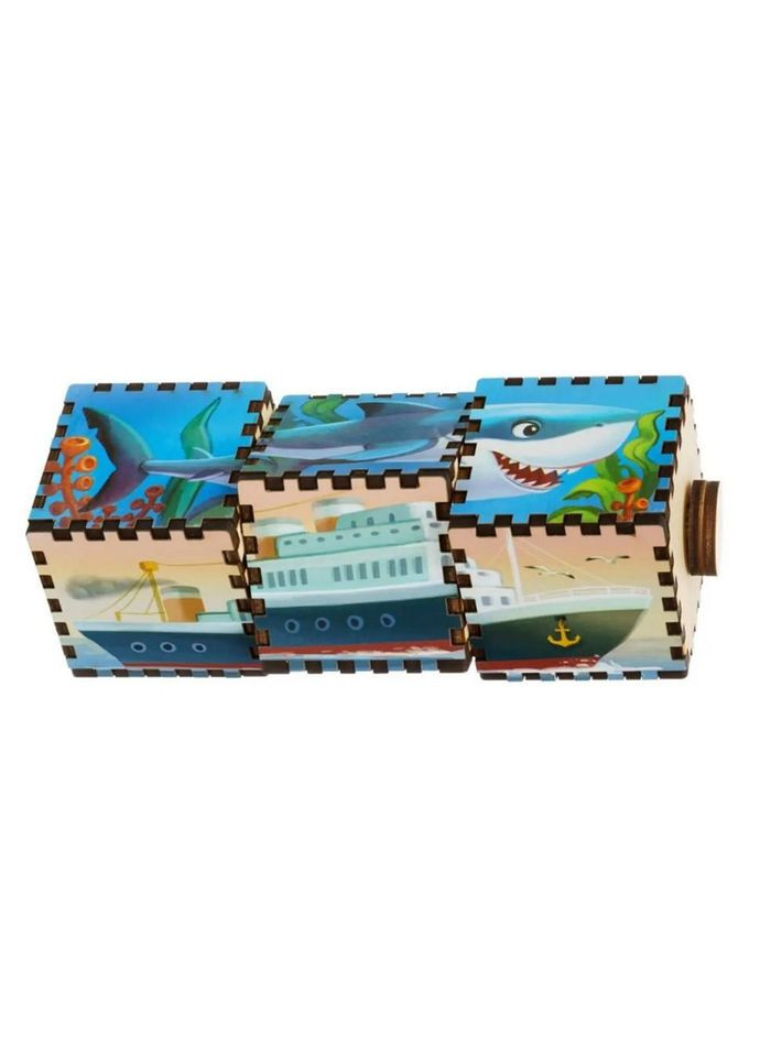 Деревянные кубики "Водный мир" Ubumblebees (ПСД179) PSD179 вращаются No Brand (330610067)