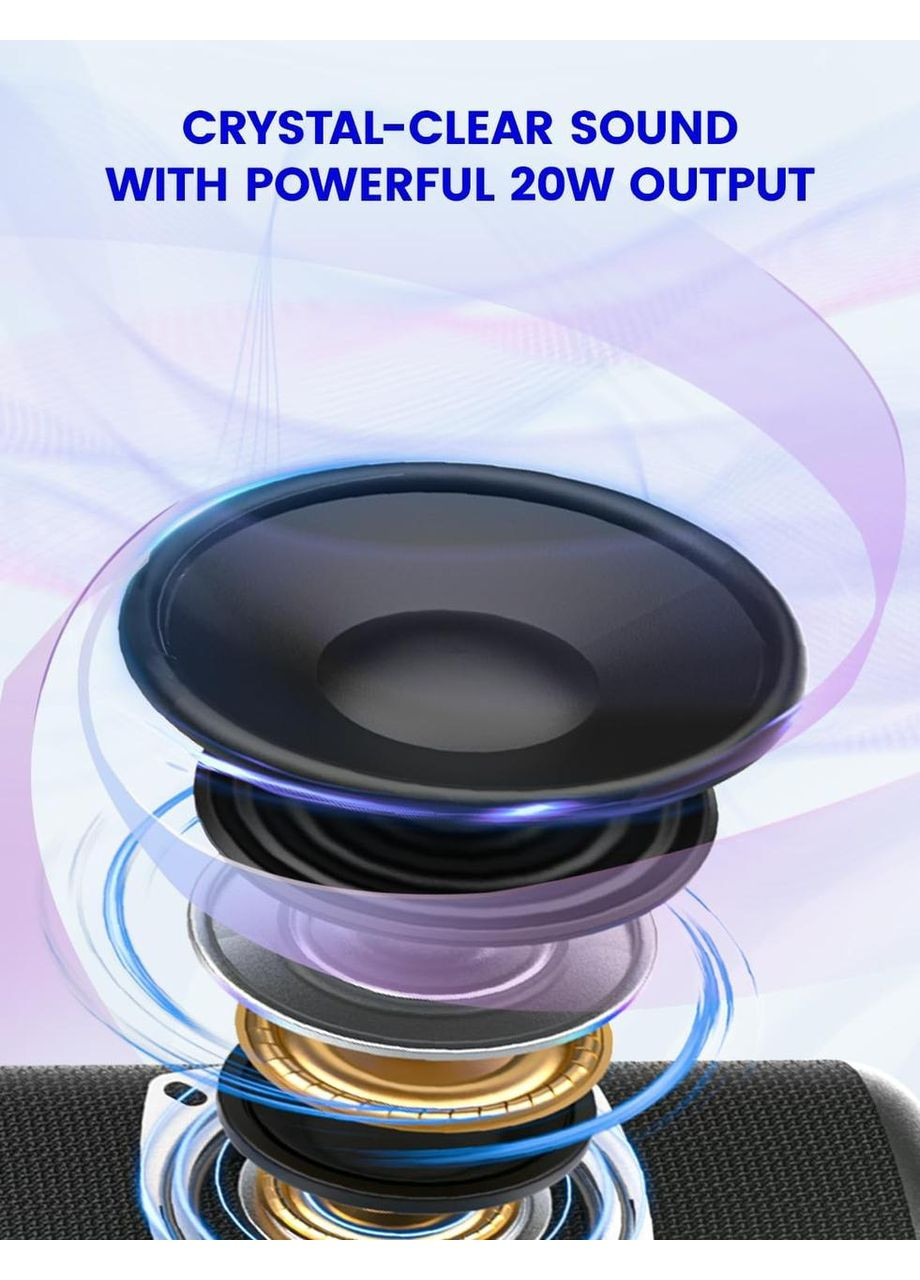 Колонка PulseSound A46 Bluetooth 5.3, Surround Sound, водонепроникна, RGB,10 годин, TF карта, Мікрофон, Аудіовхід 3.5 мм Pulse (353842032)