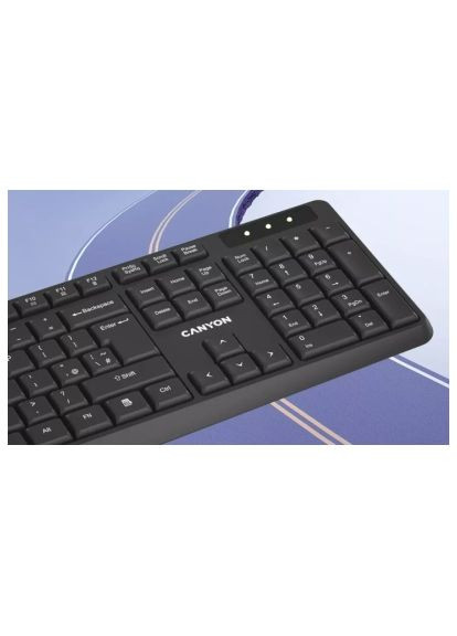 Клавиатура Canyon (CNE-CKEYW01) VAG KB-W01 Water resistant Wireless UA Black (357490423)
