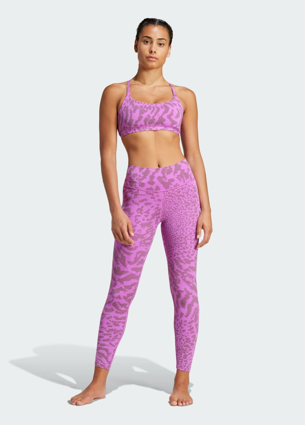 Фиолетовые демисезонные леггинсы all me allover print 7/8 adidas