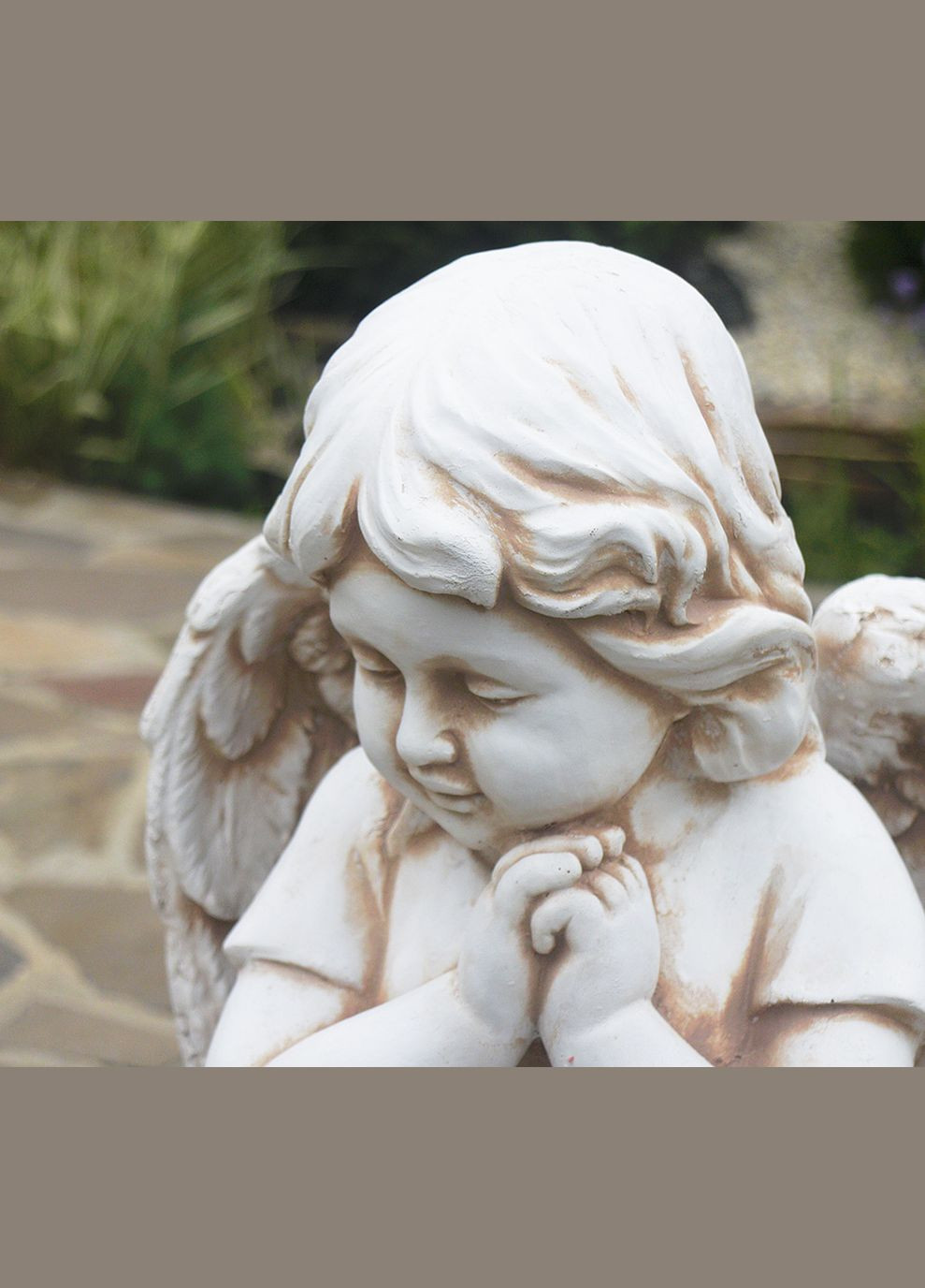 Садова фігура Ангел, що молиться на колінах 54x24x33 см (ССП12092 Крем) Гранд Презент (284419183)