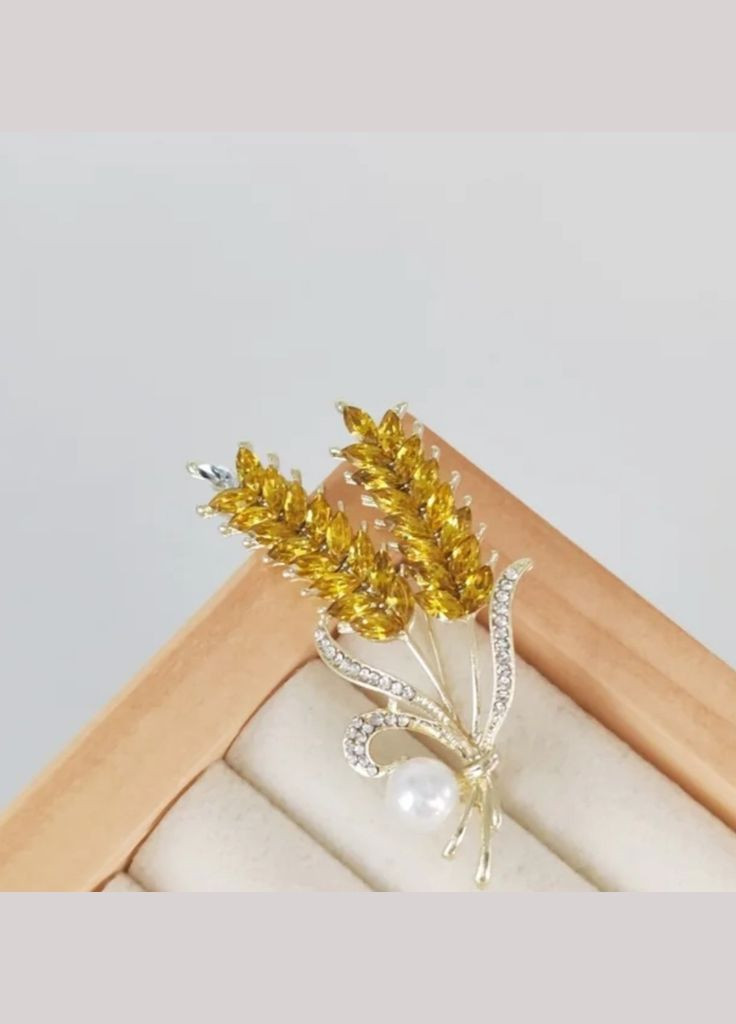 Брошь патриотическая "Два колоска" золотистая №2 China (345751340)