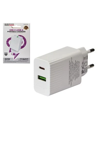 Мережевий зарядний пристрій BAS76A PD30W+QC3.0 White Borofone (392947814)