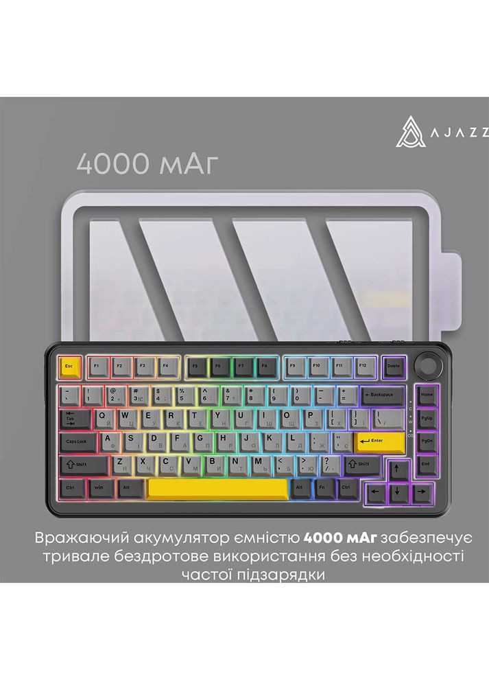 Клавіатура AK820 MAX RGB PLUS-Daydream Switch-Black-Gray-Yellow-3 model (AK820MAX-DD-BGY) Ajazz (351364881)