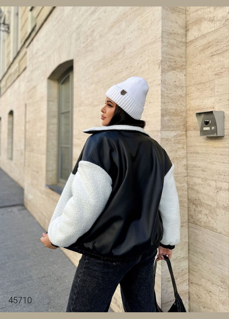 Черно-белая демисезонная зимняя куртка женская Liton